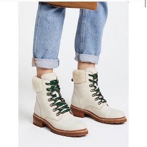Frye Samantha Hiker Boot cream, size 9